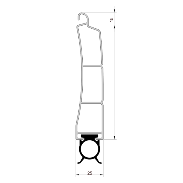 Aluminium onderlat met rubber dichting